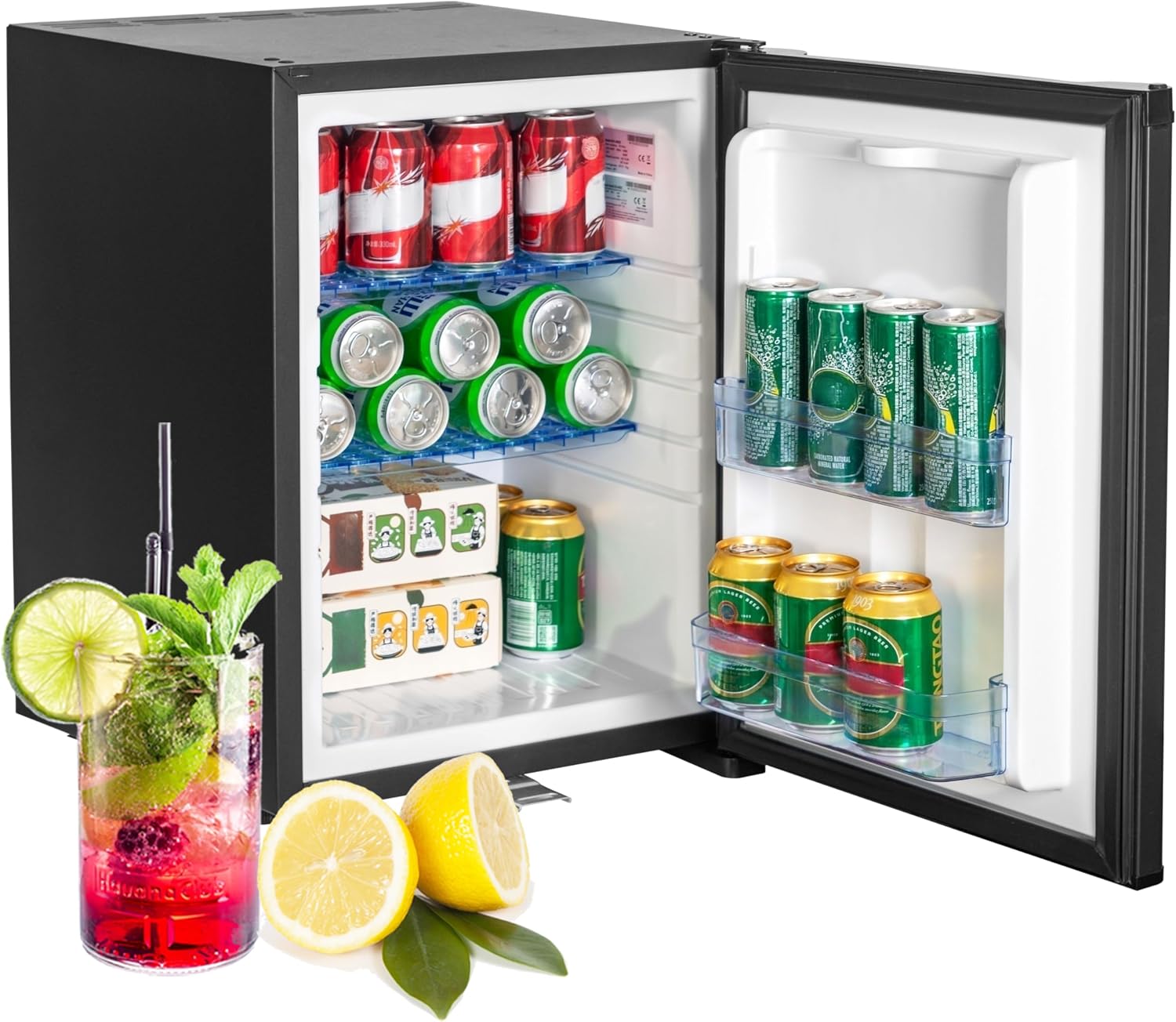 Smad Frigo Camping Car 12V 220V, 40L, Frigo 12V, avec Serrure, sans Bruit, Réfrigérateur Camping pour Caravane Chambre Bureau Hôtel, Noir