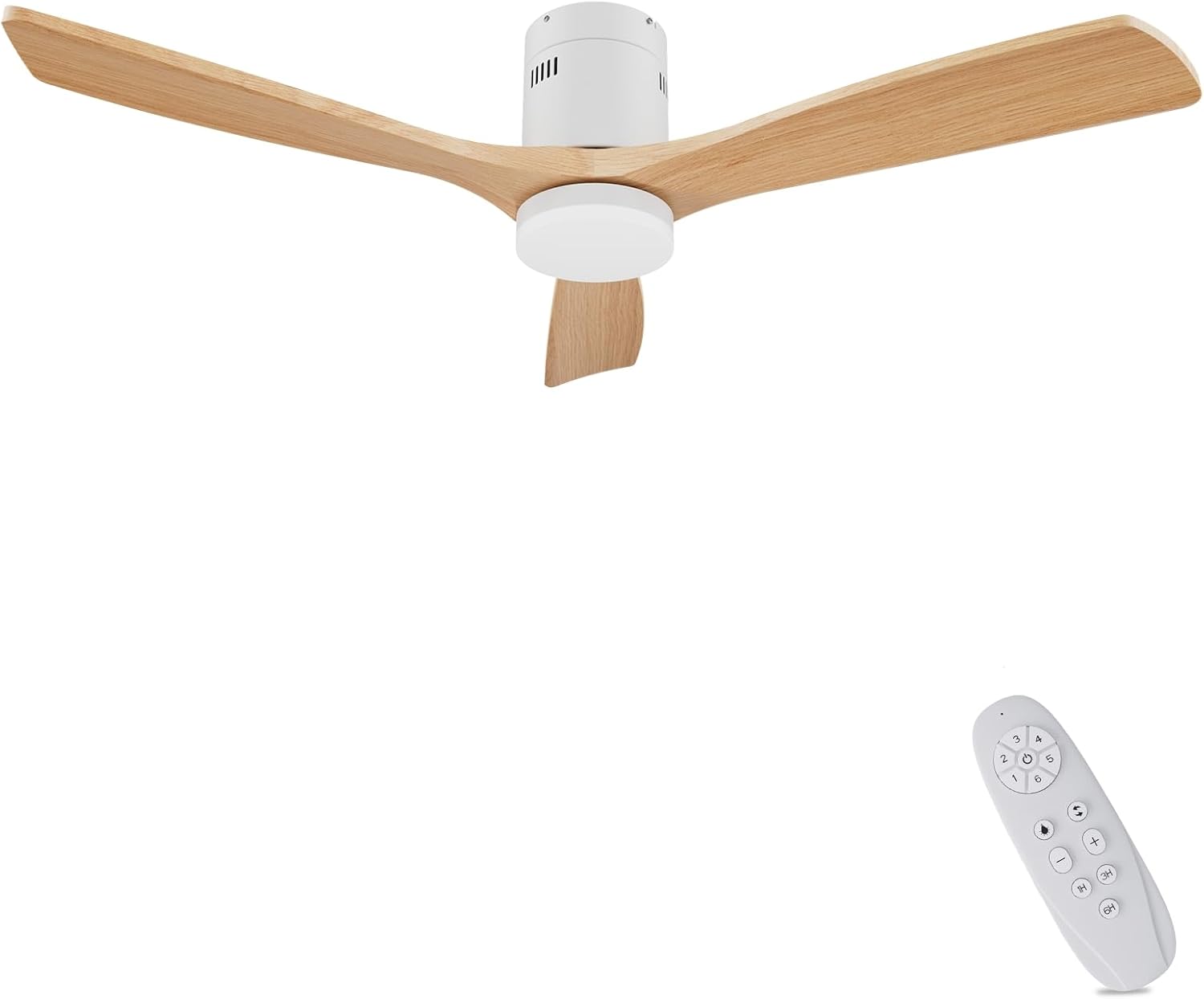 Holz Deckenventilator mit Beleuchtung dimmbarem LED 24W Leiser DC-Motor 38W 132 cm hölzern Deckenventilator mit licht Fernbedienung mit Memory-Funktion 6 Geschwindigkeiten 1/3/6H Timer