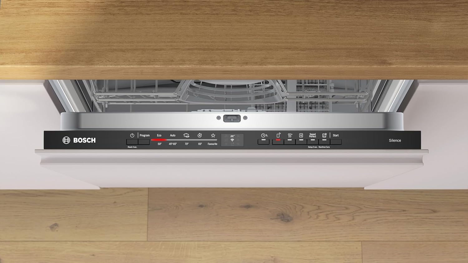 Bosch SMU4ETS08E, Serie 4, Smarter Unterbau-Geschirrspüler 60 cm, Besteckkorb, Spülmaschine mit Programmassistent, besonders Leise, höhenverstellbarer Oberkorb, Automatische Türöffnung, Edelstahl