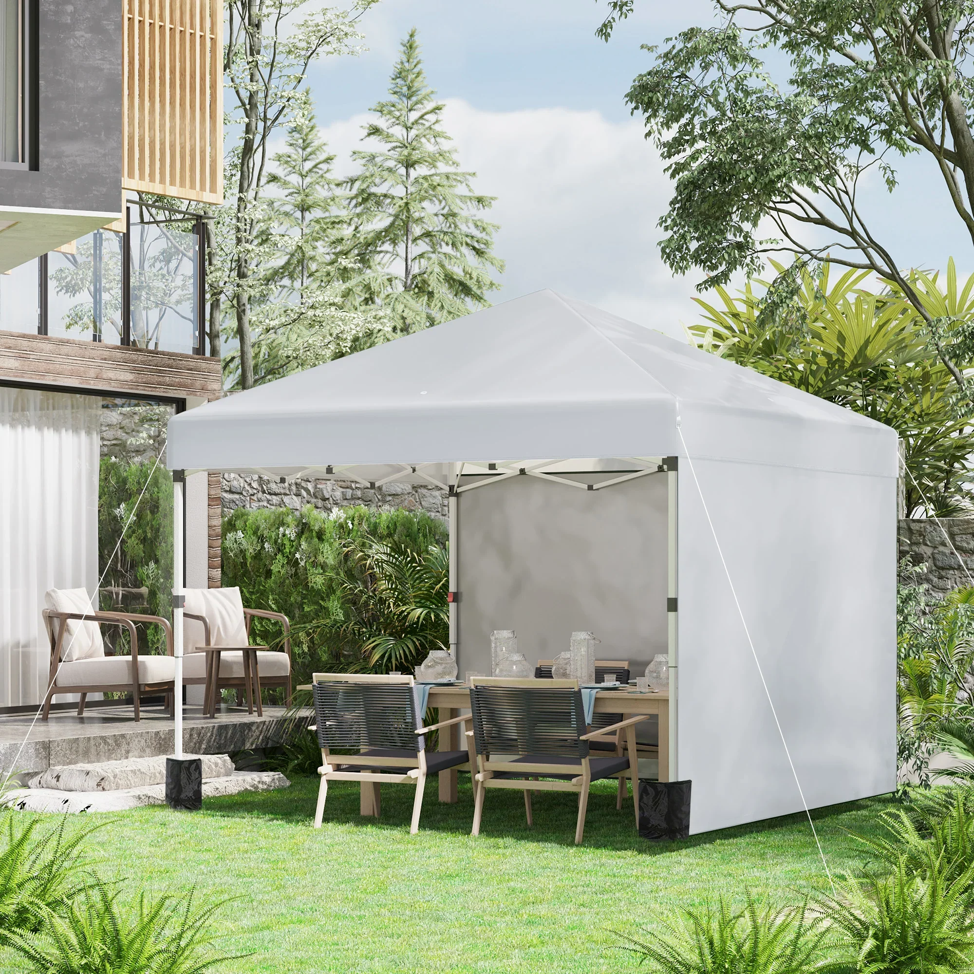 Outsunny Opvouwbare partytent in hoogte verstelbaar UV30+ met zijwanden