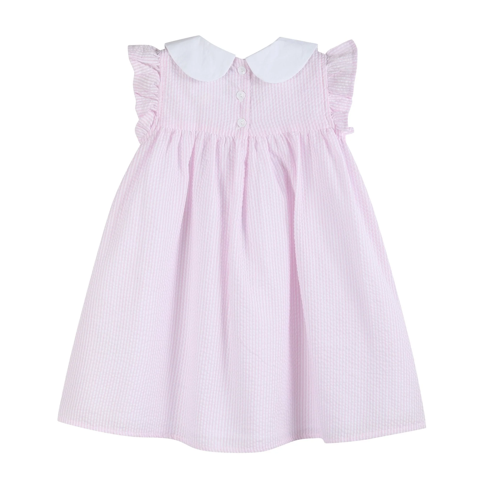 Pink Seersucker Bunny Ruffle Dress