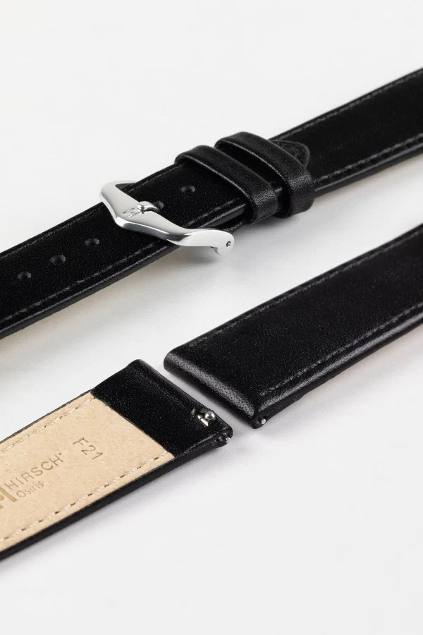 Hirsch OSIRIS Quick-Release Calf Leather Watch Strap in BLACK