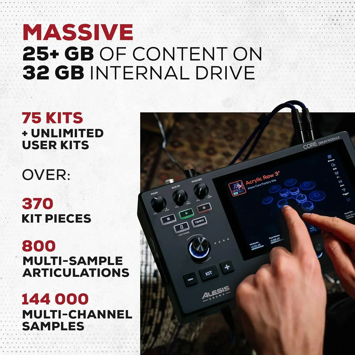 Alison Strata Prime Electronic Drum Set with Touch Screen Dual Area Grid Head