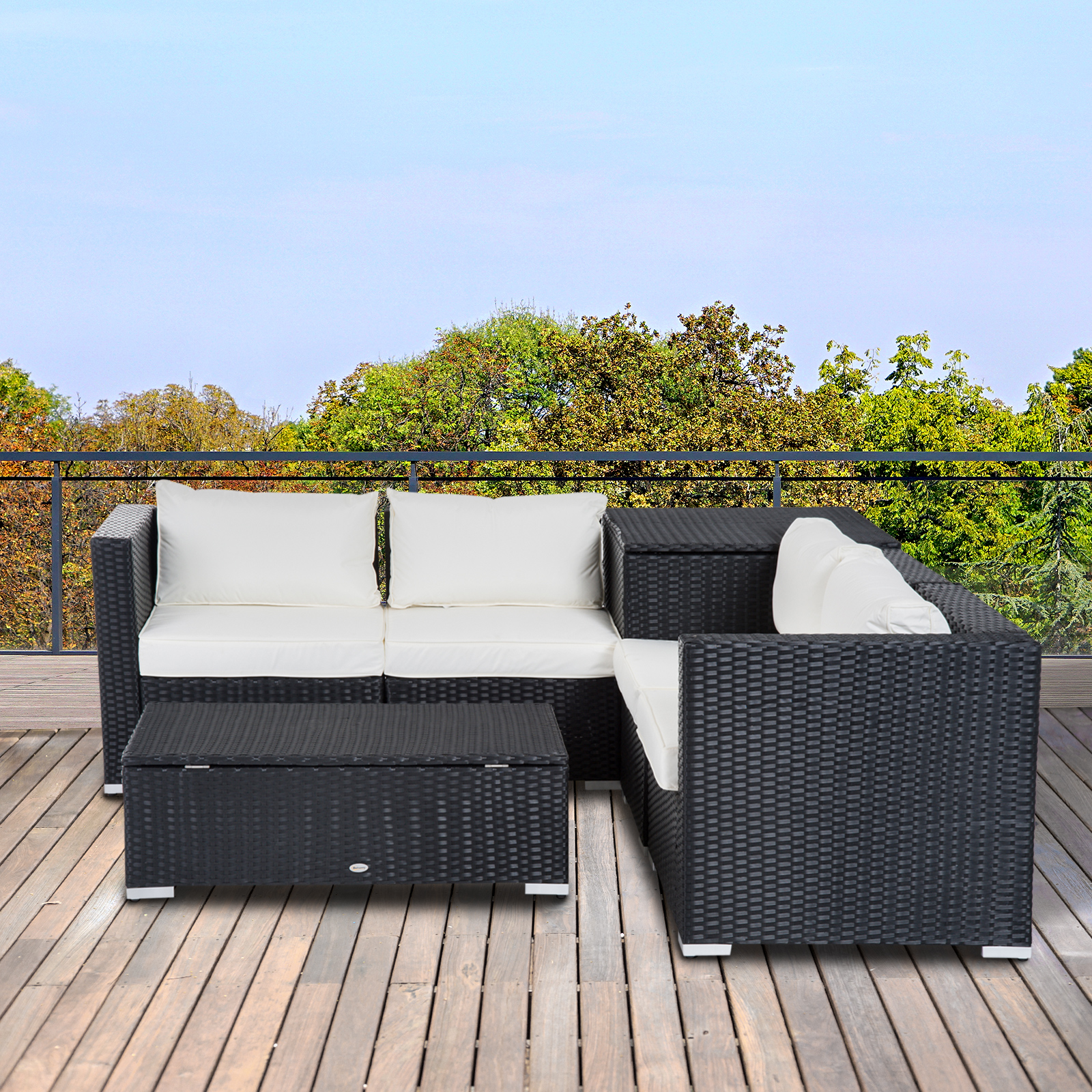 Outsunny tuinmeubels 6-delig Staal zwart + cr��me
