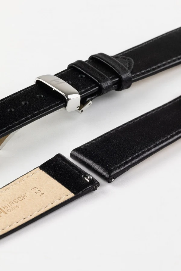 Hirsch OSIRIS Quick-Release Calf Leather Watch Strap in BLACK