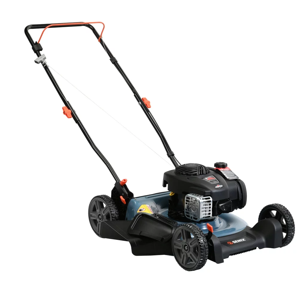 2025 SENIX Handgrasmaaier 21 Inch, Benzinemotor 125 cc 4-Takt, Mulching en Zijscheiding, Hoogteverstelling met Twee Hendels, Model LSPG-M3