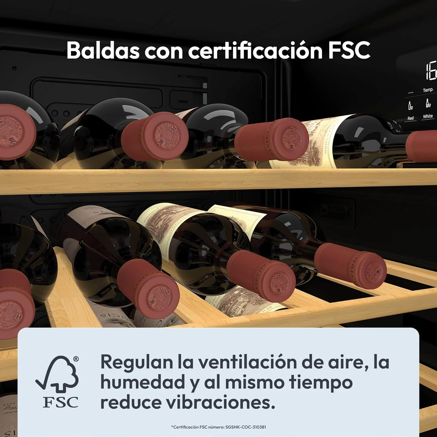 Candy DiVino CWC058, Vinoteca, 58 Botellas, WiFi, App hOn, Puerta Reversible, 10 Baldas, Tratamiento Anti-UV, Compresor Antivibraciones, Iluminación LED, Control Digital,Tirador Integrado, 37DB, Negro