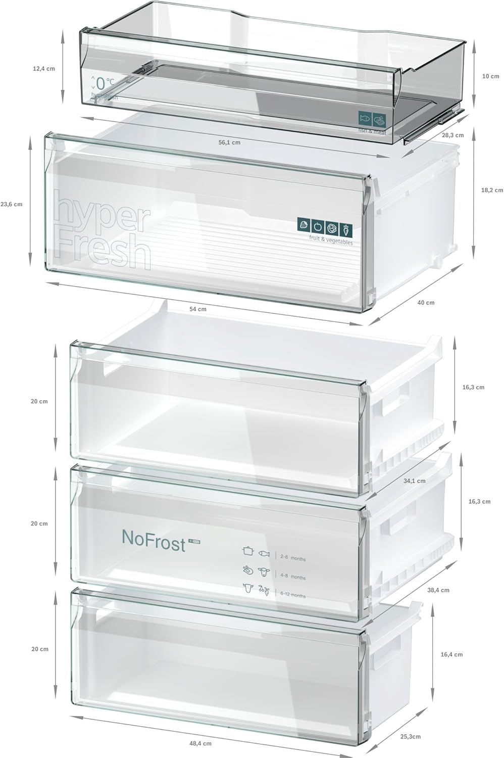 SIEMENS KG39EAICA iQ500 Kühl-Gefrier-Kombination, 201 x 60 cm, 249 L Kühlen + 94 L Gefrieren, LowFrost seltener abtauen, LED-Beleuchtung gleichmige Ausleuchtung, BigBox Platz für groes Gefriergut