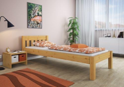 Erst-Holz®Massivholzbett Kiefer Natur 100x200 Einzelbett Futonbett Bettrahmen Rollrost 60.38-10
