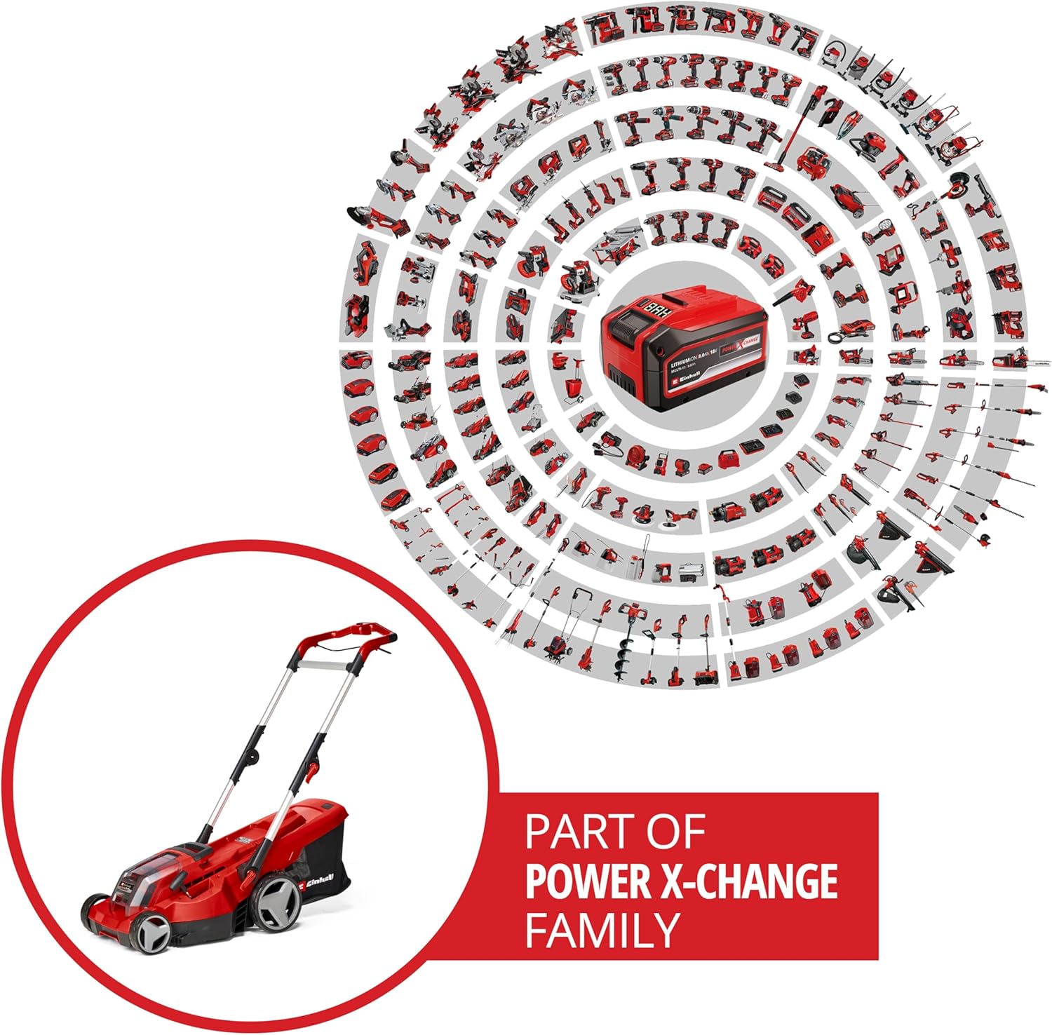 Einhell Akku-Rasenmäher RASARRO 36/36 Kit Power X-Change (36 V, 36 cm Schnittbreite, bis 400 m², 45L Fangkorb, 25-75 mm Schnitthöhe, inkl. 2 x 3,0 Ah Plus Akkus + 2X Ladegerät)