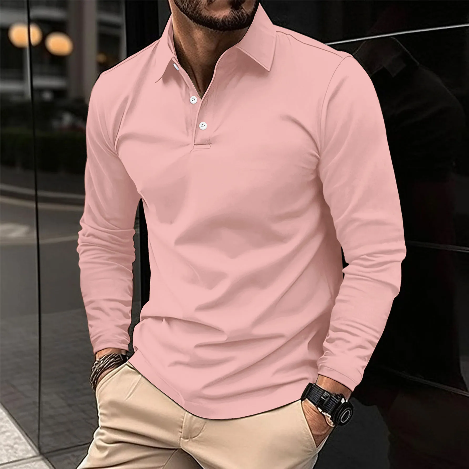 Scott | Herren Langarm-Polohemd mit elegantem Kragen