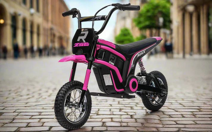 Ride on 24V Kids Electric Motorbike 350W Motors with Twist Grip Throttle - Pink
