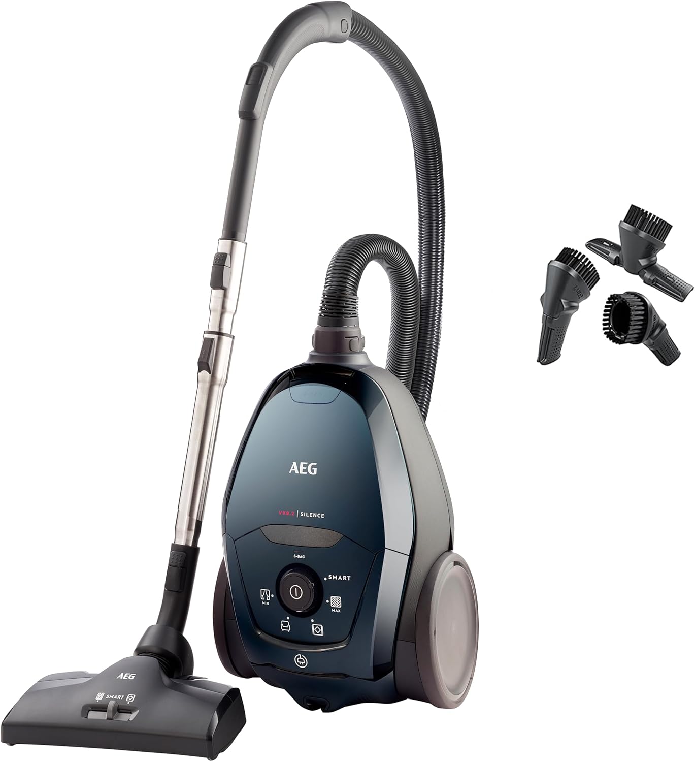 AEG VX82-1-KO Staubsauger / 75% Recyclingmaterial / autom. Saugkraftregulierung / extrem leise auch auf Teppich / Aufnahme von groen + kleinsten Partikeln / langes Kabel / 600W / schwarz