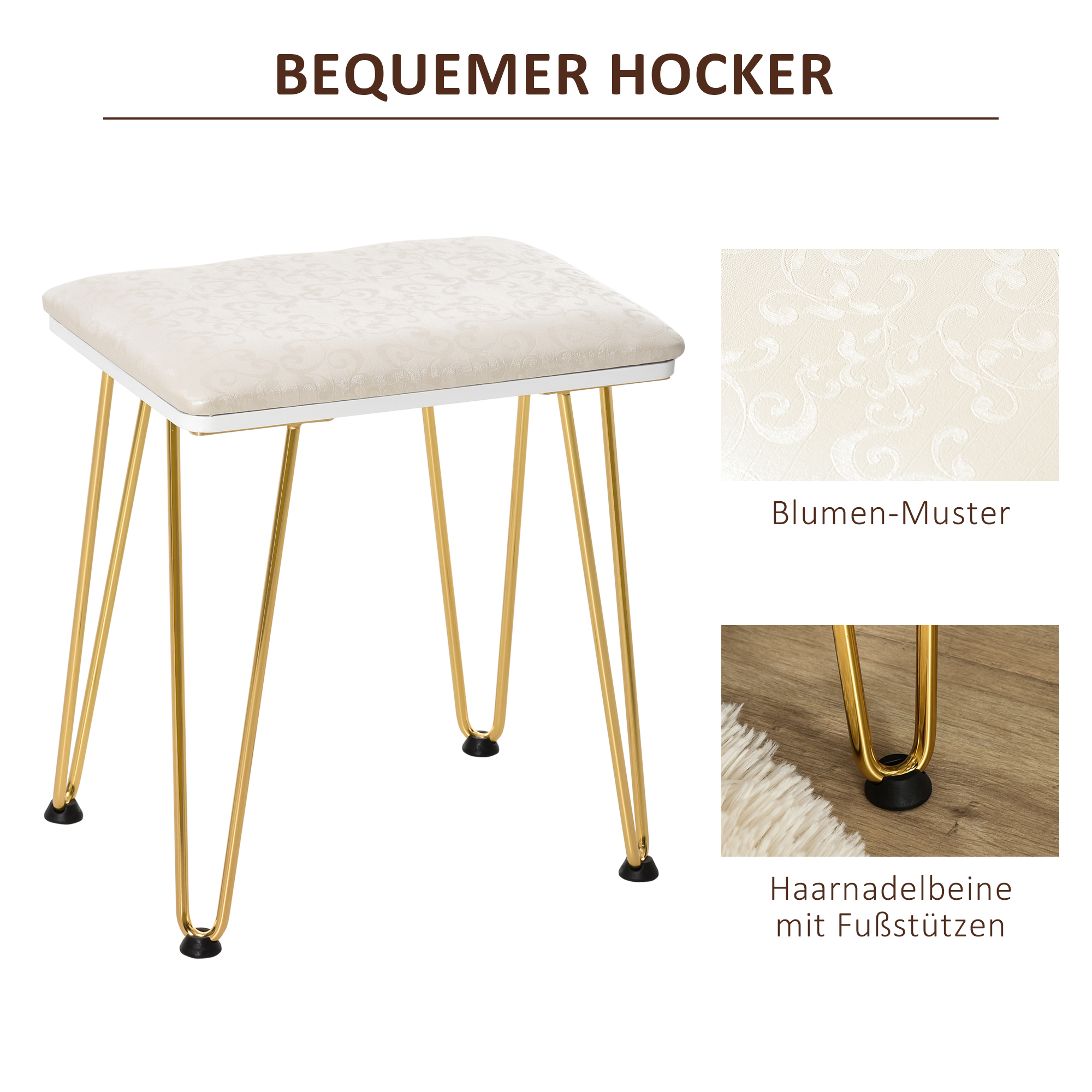 make-uptafel gestoffeerde kruk retro design