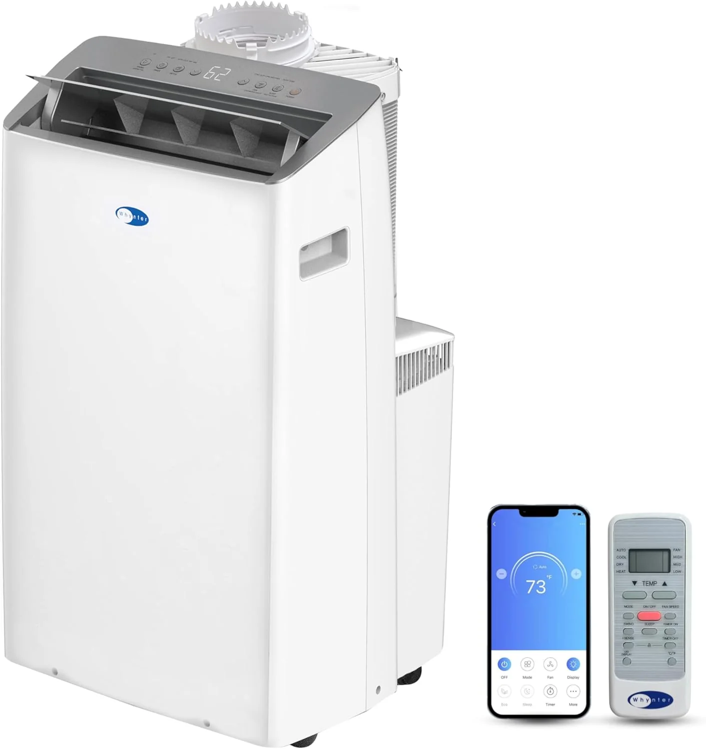 Whynter ARC-1230WN 14.000 BTU (12.000 BTU SACC) NEX Inverter Dual Hose Cooling Portable Air Conditioner. Dehumidifier. and Fan with Smart Wi-Fi. Up to 600 sq ft in White