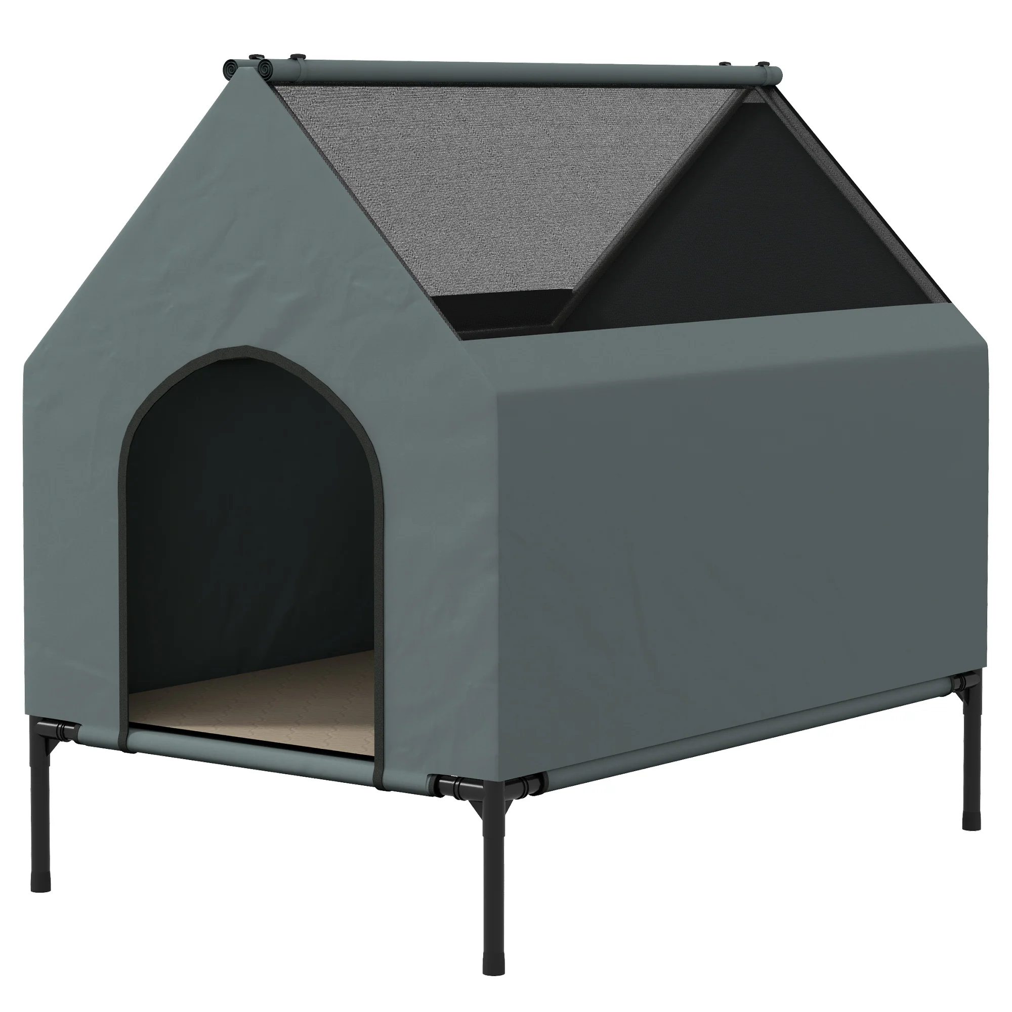 PawHut Hundehütte 81x54x78 cm mit Mesh-Fenster & Tragetasche