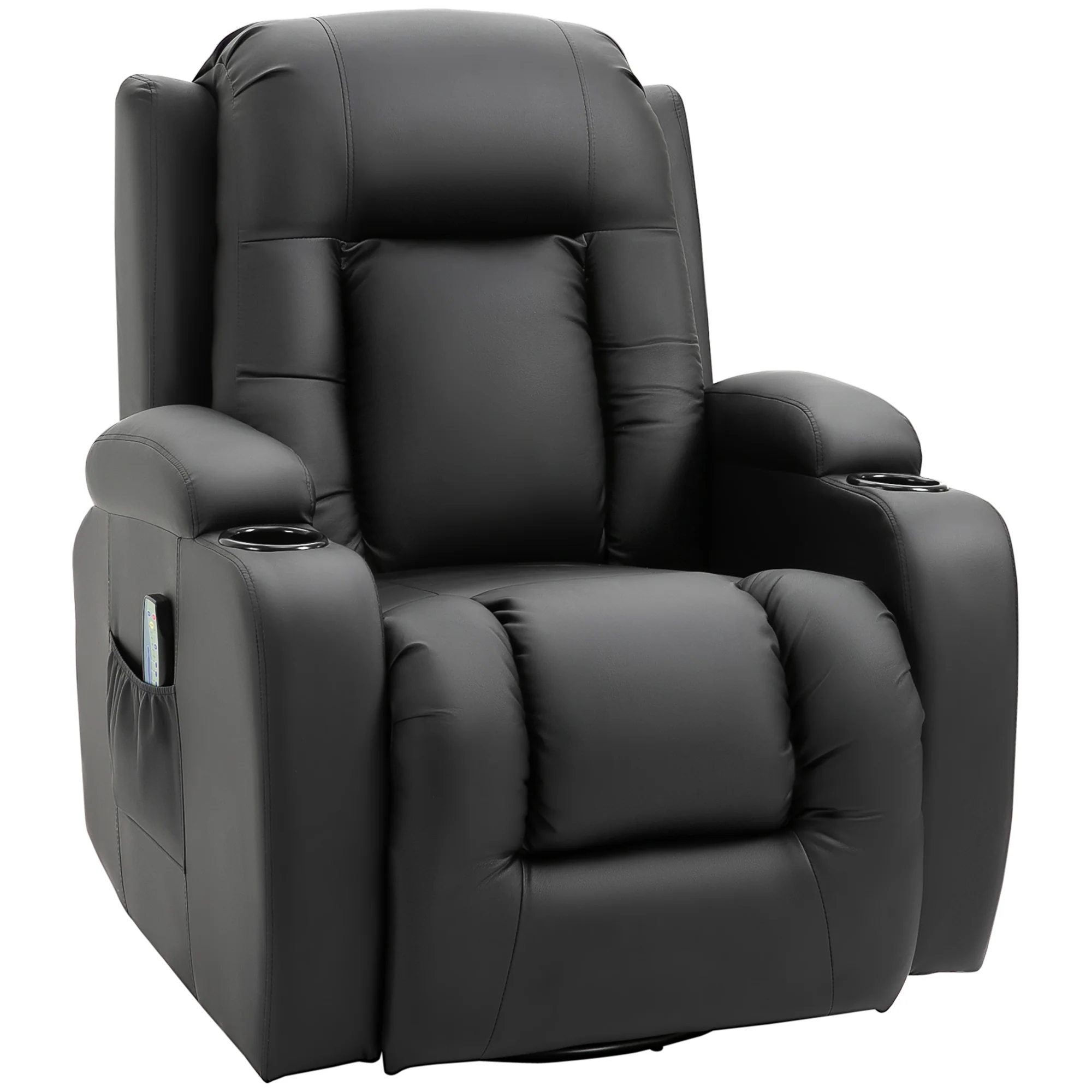 HOMCOM Massagestoel, relaxstoel, schommelfunctie, 8 vibratiepunten, inclusief afstandsbediening, zwart