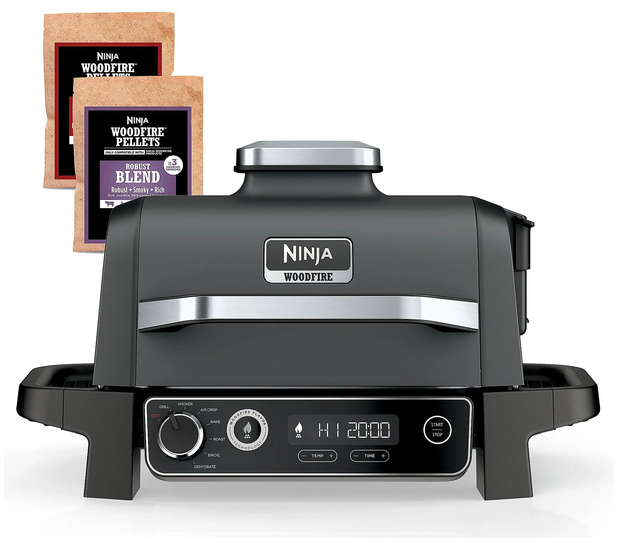 Ninja 7-in-1 Woodfire Electric Outdoor Grill &Air Fryer Grill ,Grey