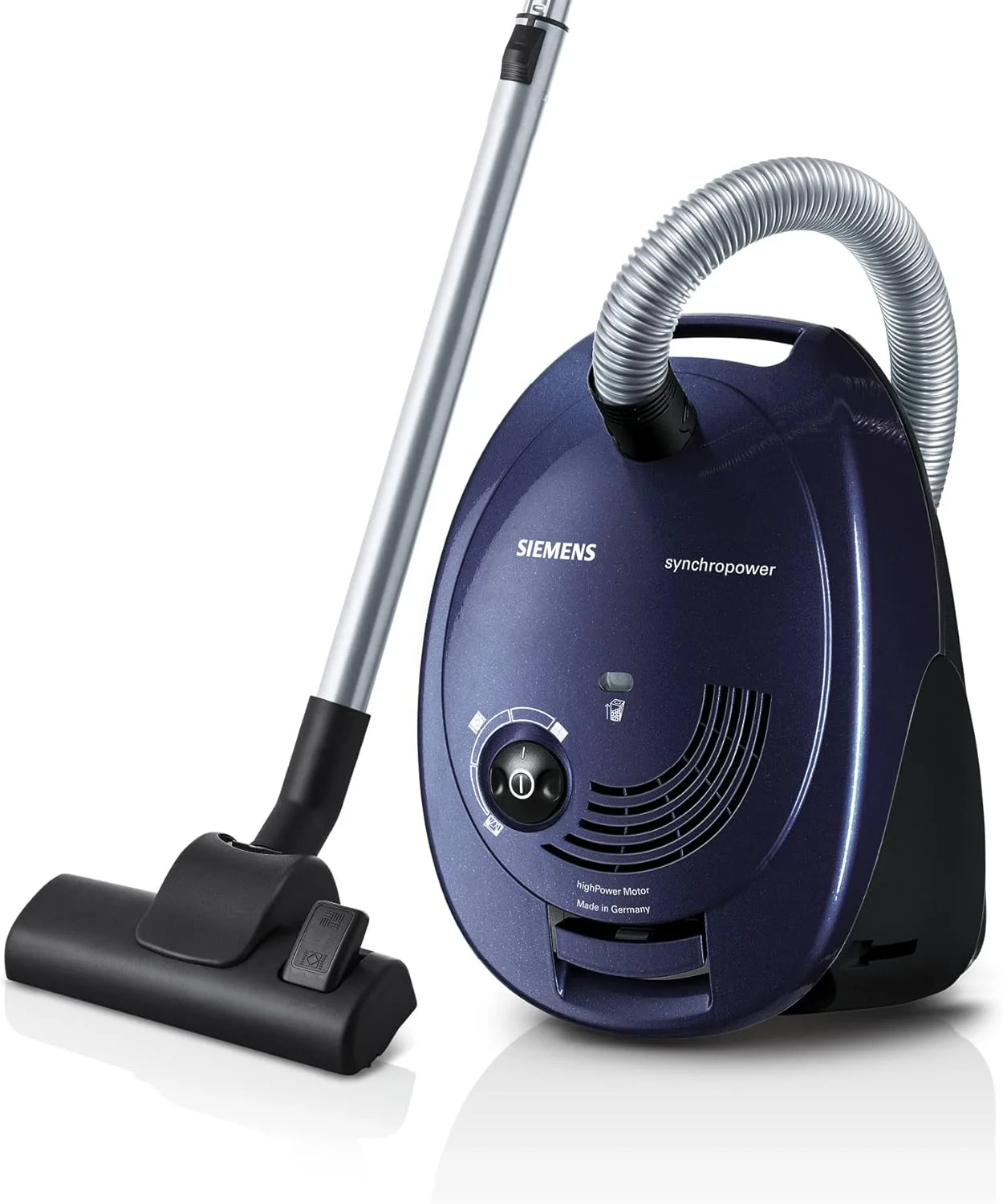 Siemens stofzuiger met zak synchropower VS06A111, stofzuiger, hygi?nefilter, vloermond voor harde vloeren en tapijt, sterke zuigkracht, lange kabel, kierenzuiger, 600 W, blauw