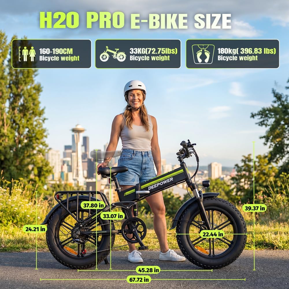 Bicicleta eléctrica plegable, batería extraíble 48 V 25 Ah, autonomía 110 KM, bicicleta eléctrica con neumáticos grasos 20
