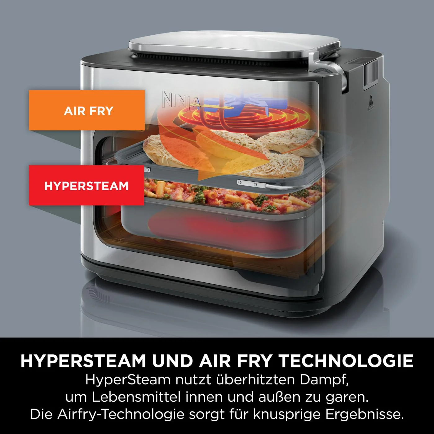 2025 Ninja Combi 12-in-1 Multikoker, Oven & Heteluchtfriteuse, 12 kookfuncties, Air Fryer & Grillen, bereiding in 15 min, met bakplaat, pan, Crisper rooster, receptenhandleiding, grijs, SFP700EU*