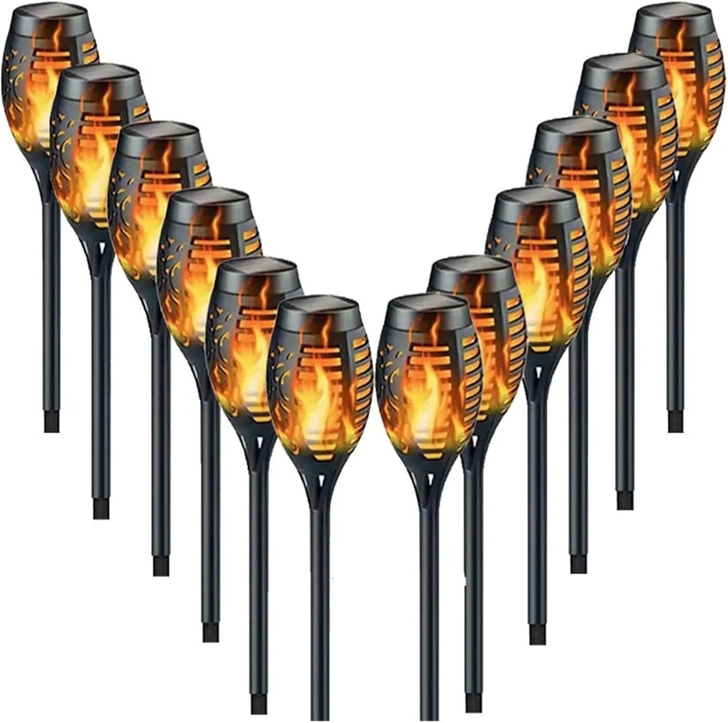 So Flame Fackel-Lichter, 12 LEDs, wasserdicht, flackernde Gartendekoration für Außenbereich, Rasen, Wege, Terrasse und Hof, Bodenbeleuchtung, 24 Stück