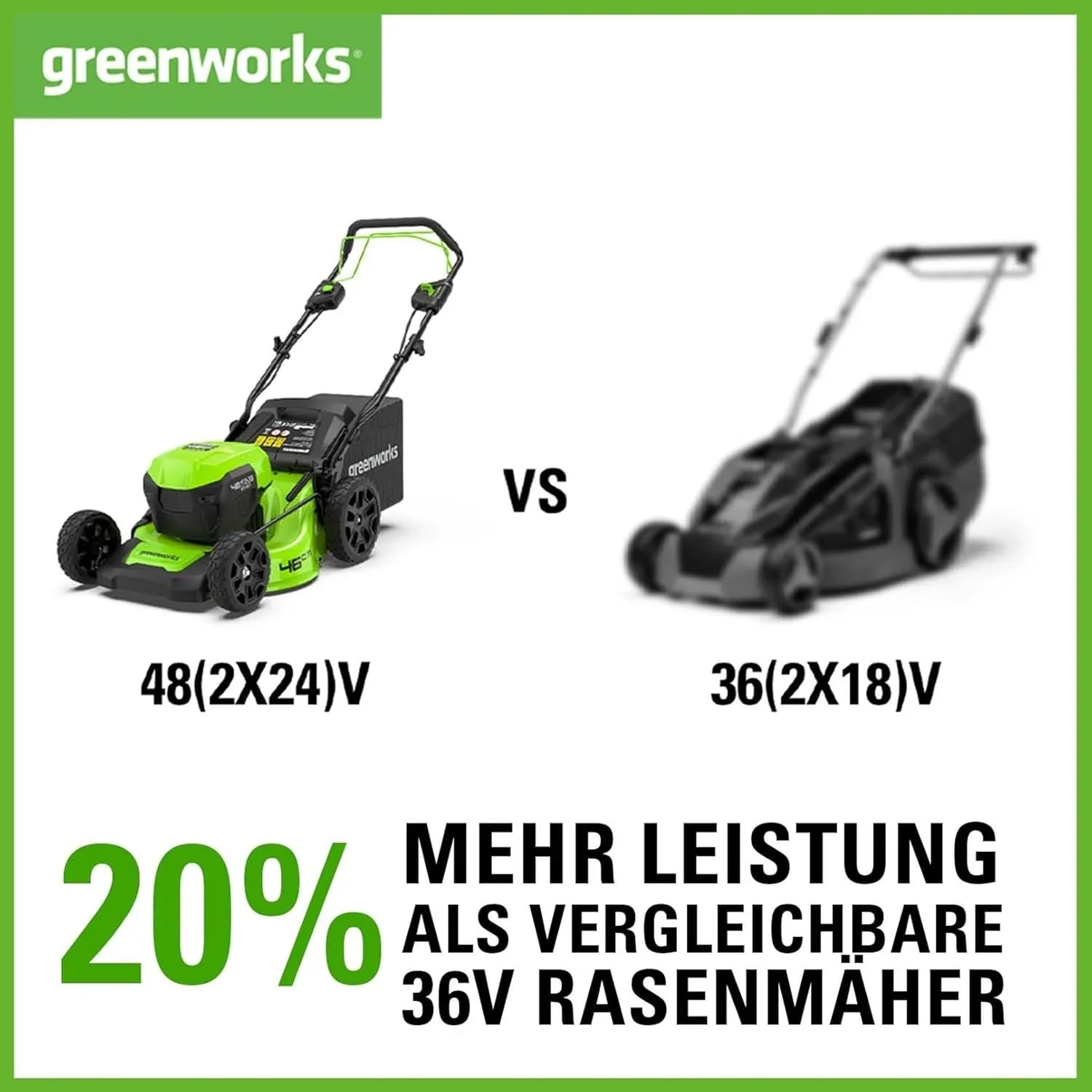 Greenworks 48V (2x24V) Selbstfahrender Akku Rasenmher f��r groe Flchen bis zu 480m, 46cm Schnittbreite, 55L Sack PLUS zwei 4Ah-Akkus und Doppelladegert GD24X2LM46SPK4X