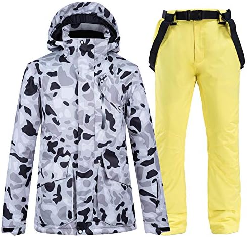 Schneeanzüge Winter Frauen Skifahren Anzüge Neue Snowboardjacke und Hosen Sportswear Sets Winterskianzug Atmungsaktives Material Outdoor-Kleidung Skianzüge (Color : J, Size : XXL)