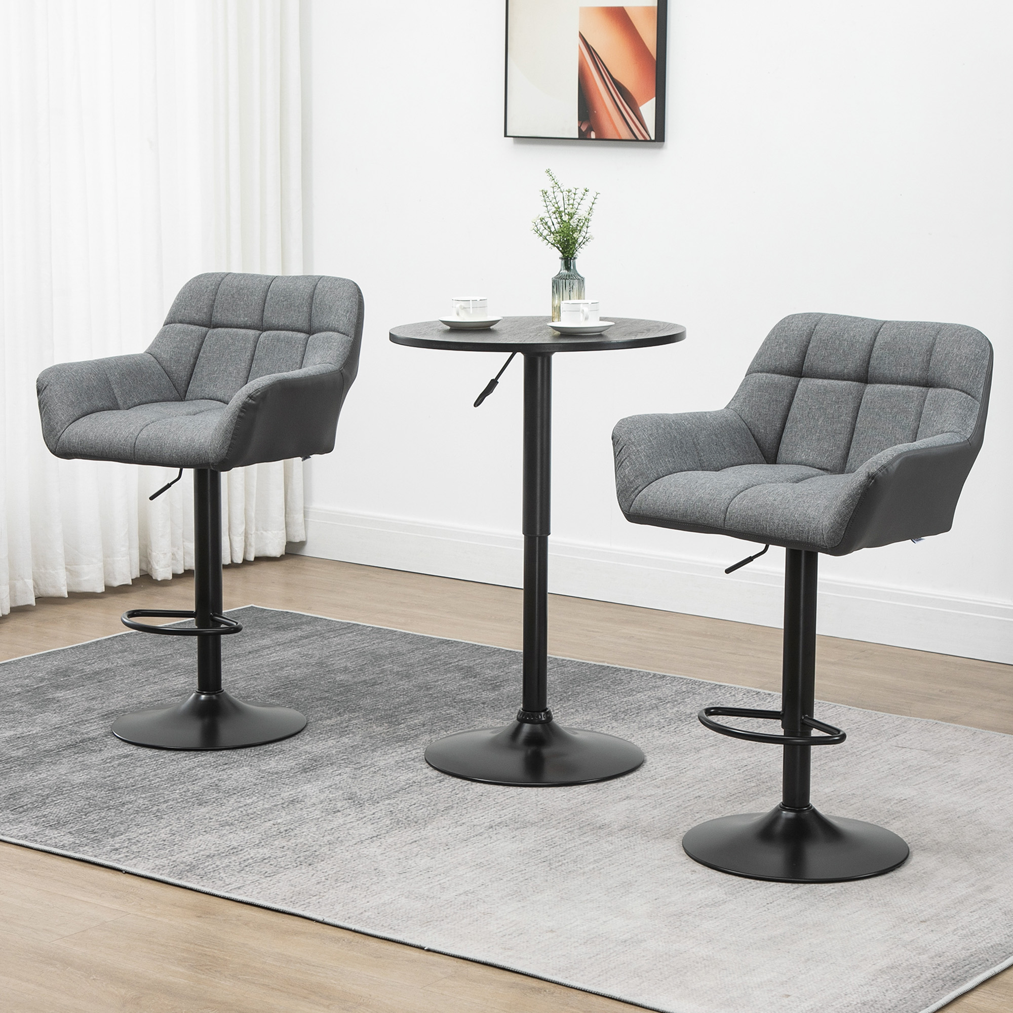 barkrukken, set van 2, tegenkrukken, in hoogte verstelbaar, draaibaar, in retro-design
