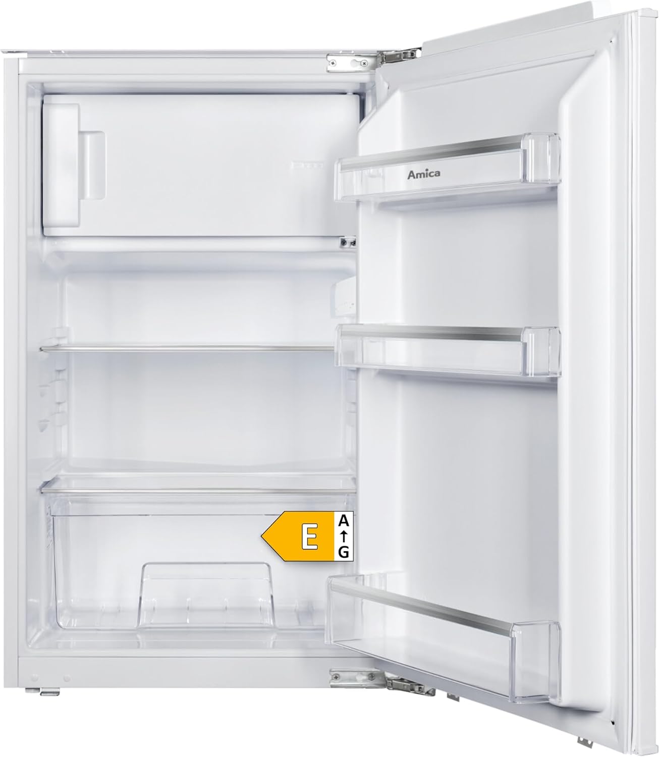 Amica Einbau‑Kühlschrank mit Gefrierfach Festtür‑Technik 880 mm Nische elektronische Steuerung Inverter‑Motor LED Beleuchtung 87,1 x 54 x 54 cm – Einbau Kühl Gefrierkombination
