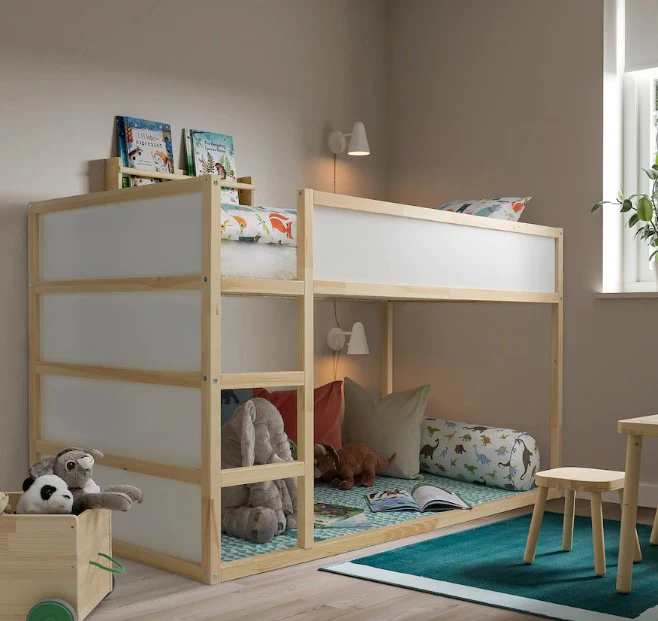 2025 KURA Omkeerbaar Bed, Wit/Den, 90x200 cm
