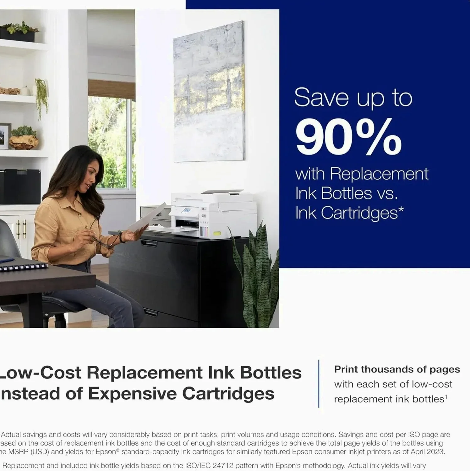 Epson EcoTank ET-4800 Wireless All-in-One Inkjet Printer, White – Cartridge-Free, Scanner, Copier, Fax, ADF, Ethernet, Home Office