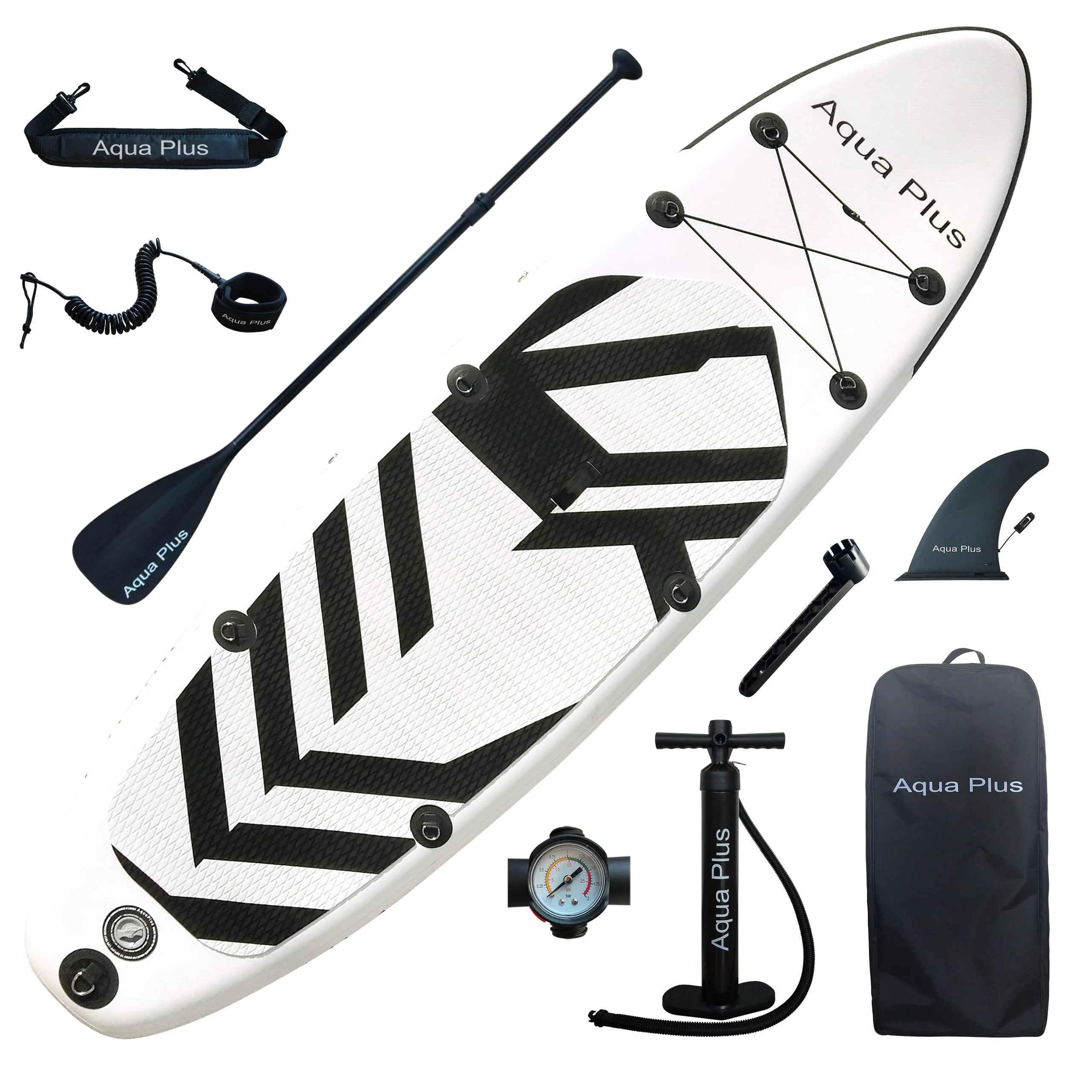 2025 Aqua Plus Opblaasbare SUP van 15 cm dik voor alle niveaus, Paddleboard, Peddel, Pomp, Reisrugzak ISUP, voor Jongeren en Volwassenen
