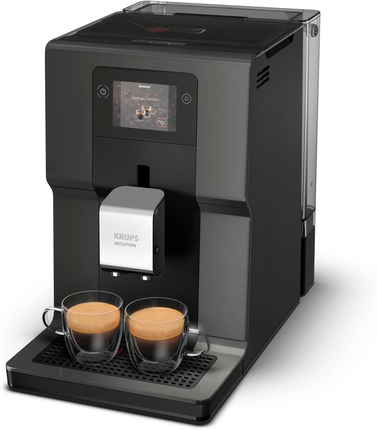 Krups Intuition Preference Kaffeevollautomat mit Milchschlauch, 11 Getränke, Personalisierung, 2-Tassen-Funktion, Kaffeemaschine, Schwarz, EA872810