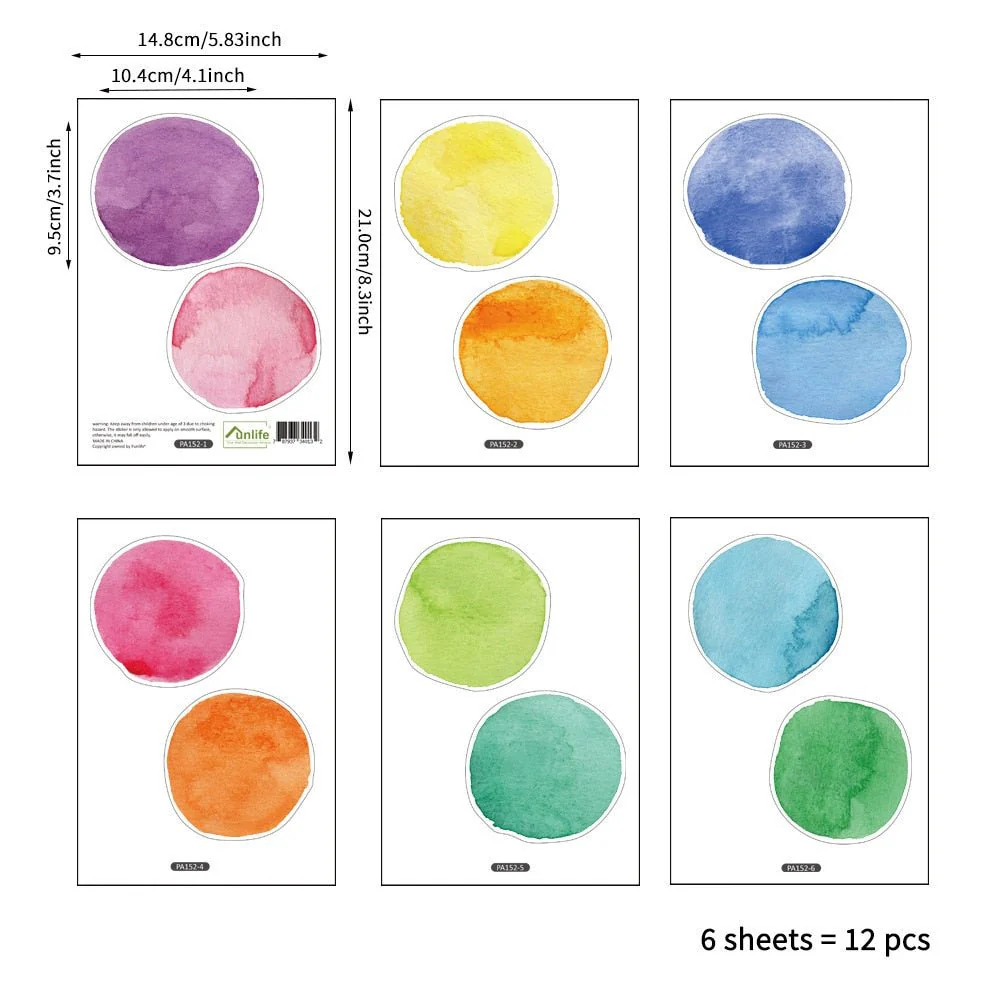 Nursery Wall Decals, Watercolor Decals for Children's Room Walls, Watercolor Wall Decals for Nursery