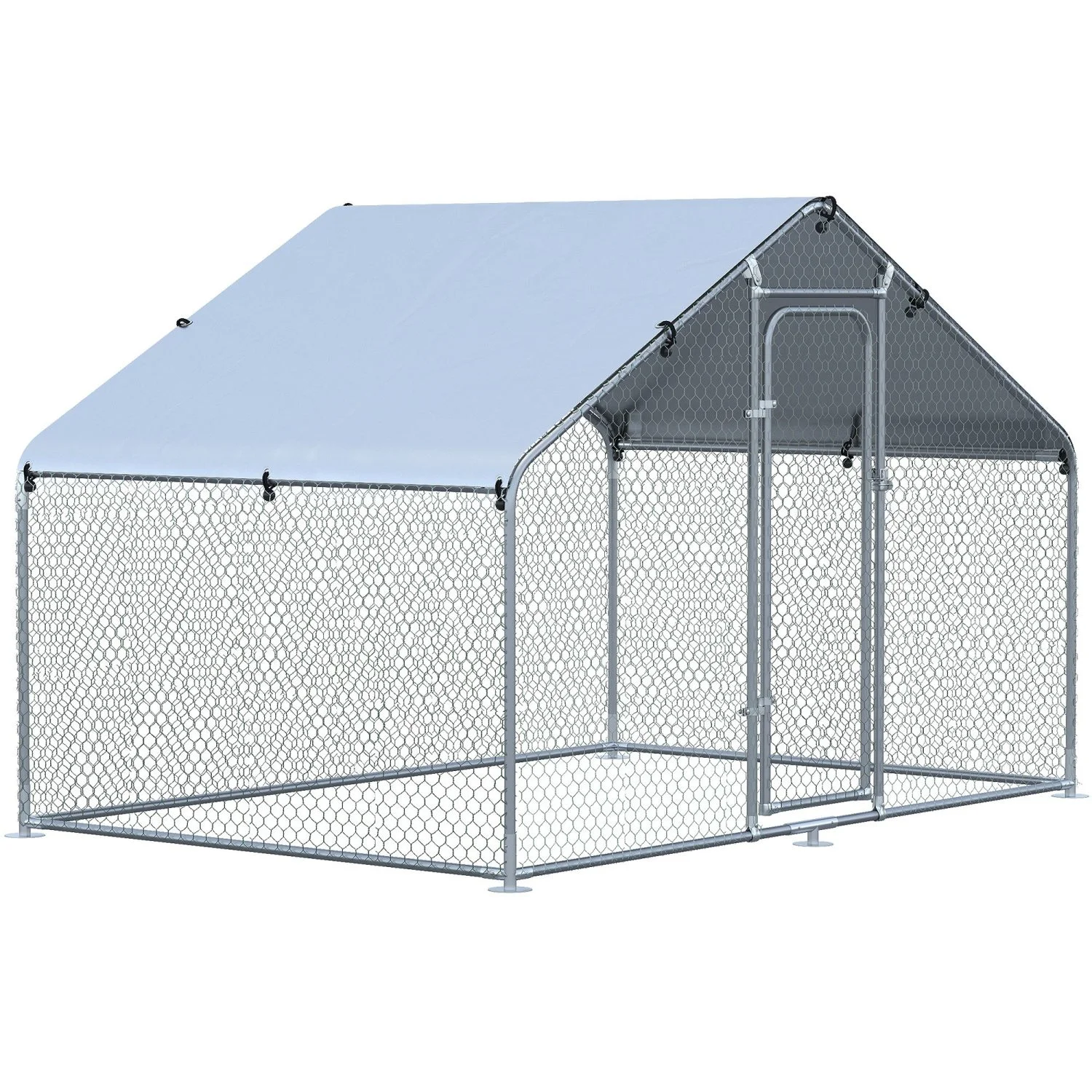 2025 XCJDILAO PawHut Grote Metalen Kippenren met Omheining, Waterdichte en UV-bestendige Dekking, Spiraalontwerp, Loopomheining, Huis voor Kippen voor Buiten en Tuin, Staalbuis Diameter 1,26