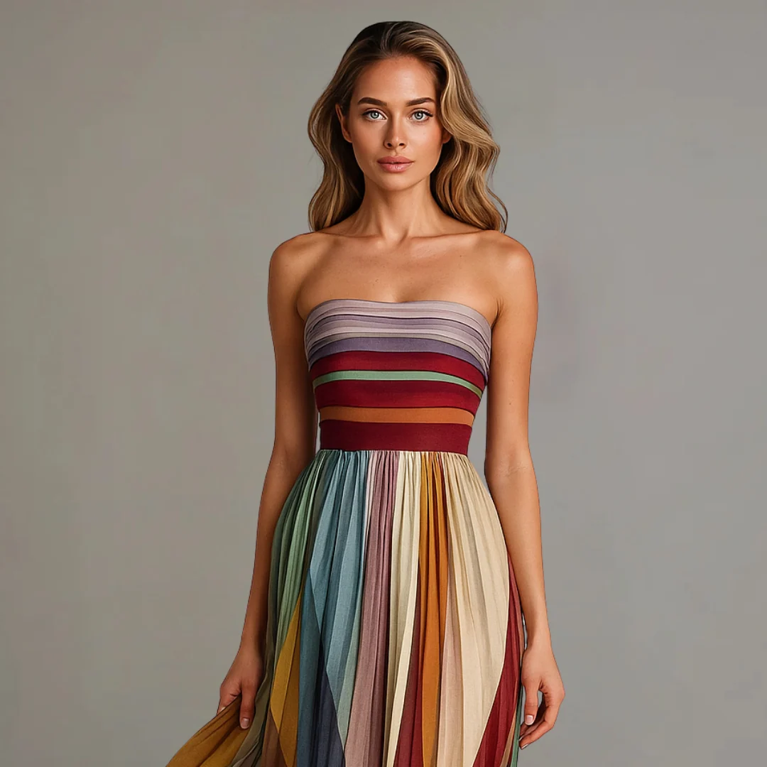 Tr?gerloses Plissee-Maxikleid f��r Damen