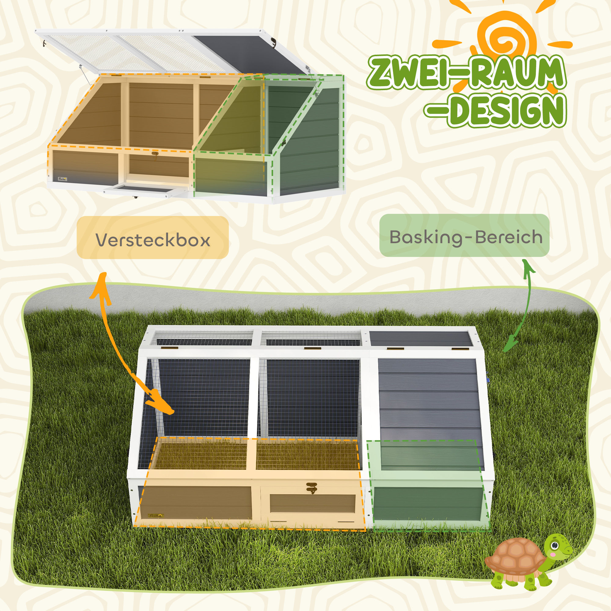 Schildpaddenverblijf, Buiten Schildpaddenkooi, Bodemloos Ontwerp, Gemakkelijk te Openen, Lichtgrijs