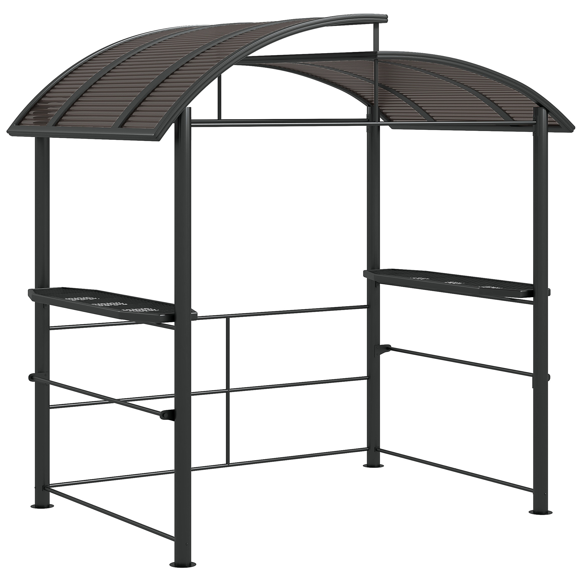 Outsunny Grillpaviljoen Grilldak Grillprieel, weerbestendig, 240 cm x 150 cm x 230 cm, Geelbruin + Donkergrijs