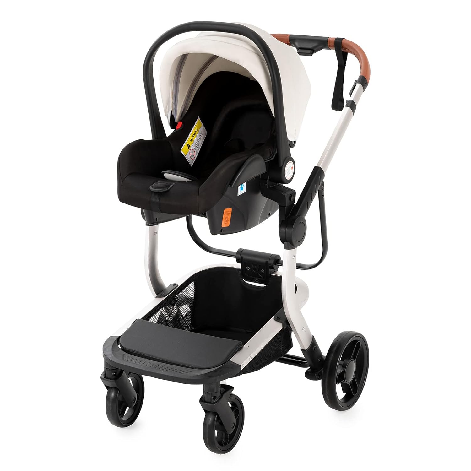 3 in 1 Kombikinderwagen 3 in 1 Reisesysteme Kinderwagen Infant Hochlandschaft Liegender Buggy Kinderwagen Neugeborenen Kinderwagen Faltbarer Standardkinderwagen (906 White)