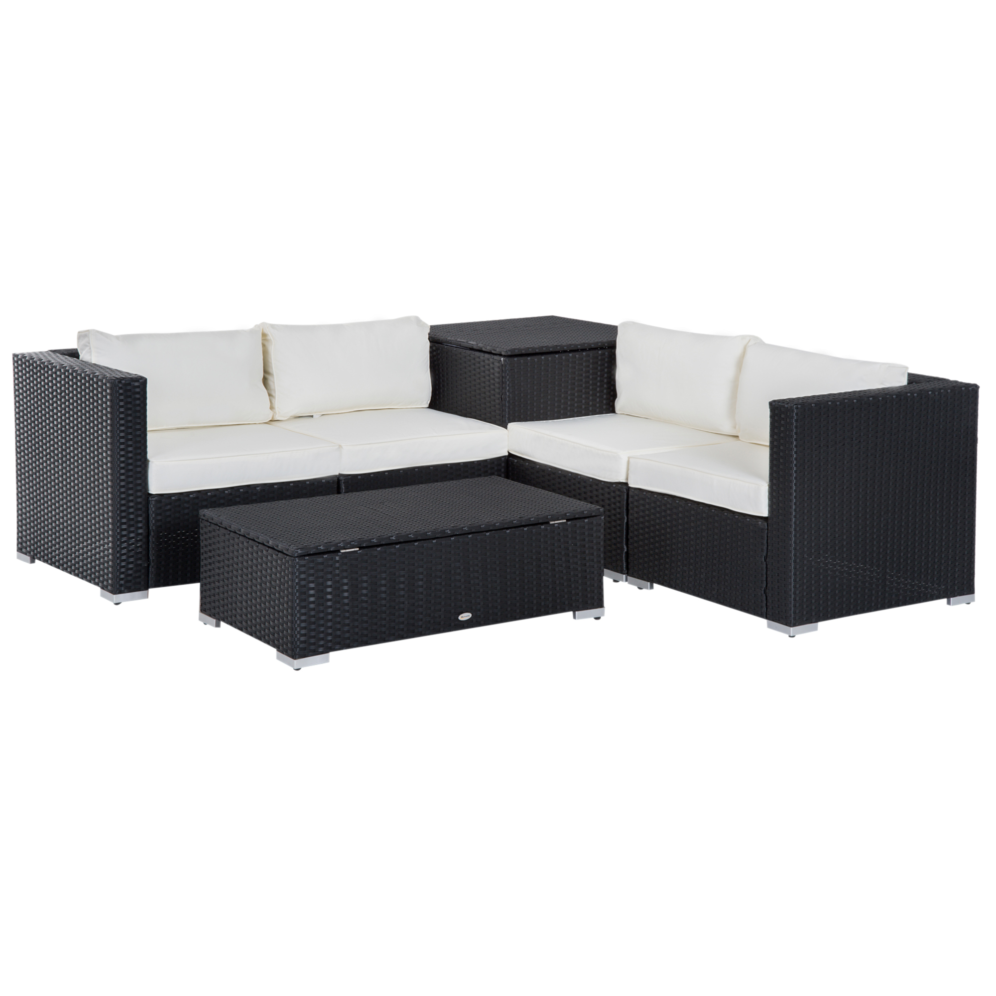Outsunny tuinmeubels 6-delig Staal zwart + cr��me