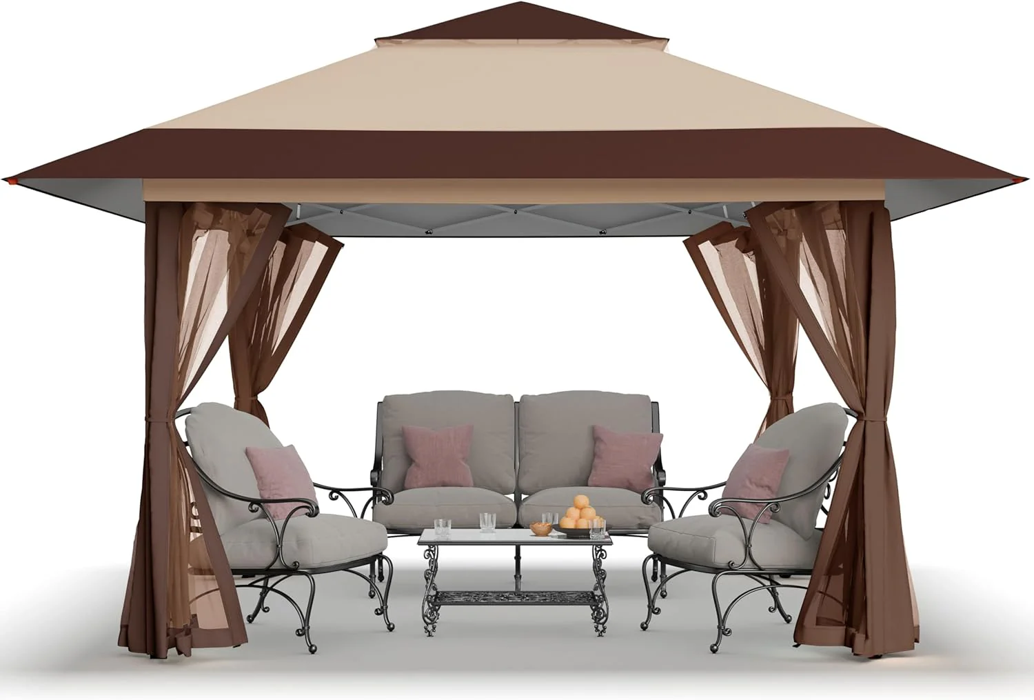 CROWN SHADES 13x13 Pop Up Gazebo. Canopy Tent. Gazebos on Clearance - Outdoor Gazebo for Backyard & Patio Furniture - Carpa Pop Up Tent with Wheeled STO-N-Go Cover Bag (White)