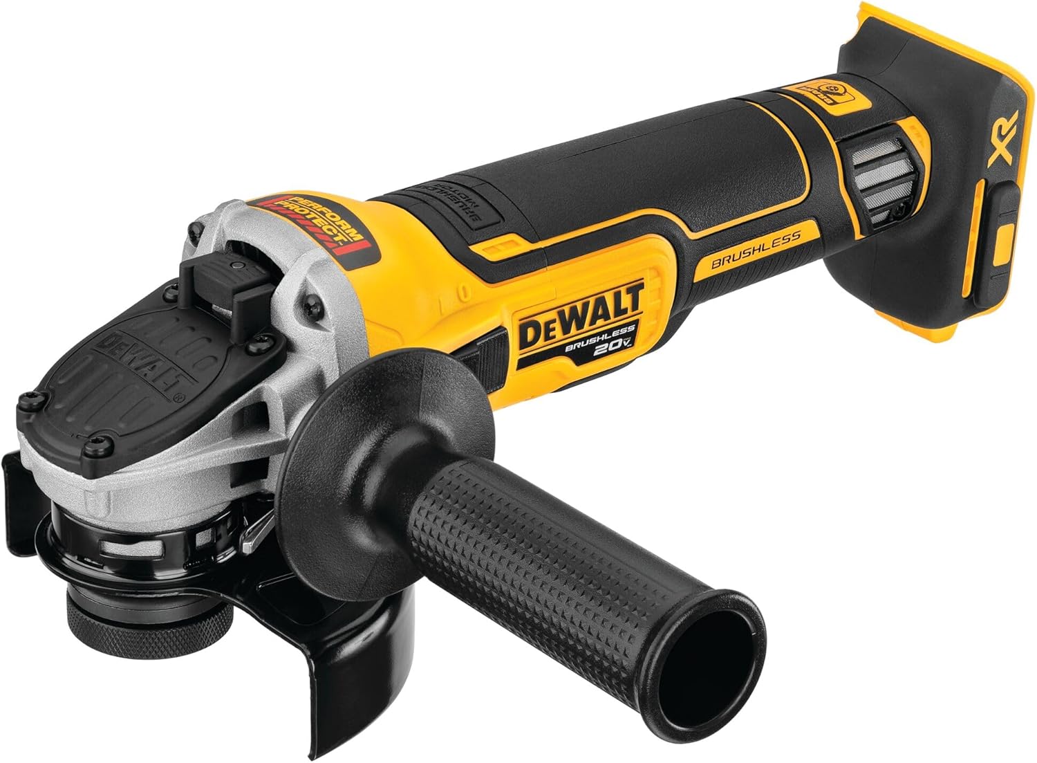 20V MAX* XR Angle Grinder, equipped with spring braking device and sliding switch, 4-1/2 inches, just the tool