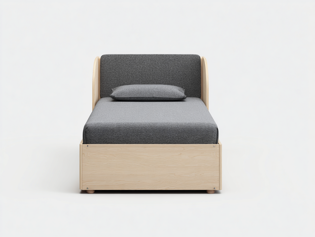 Einzelbett Holzwerkstoff 200x90x95 cm - Natur-Grau - Modernes Design für Schlafzimmer