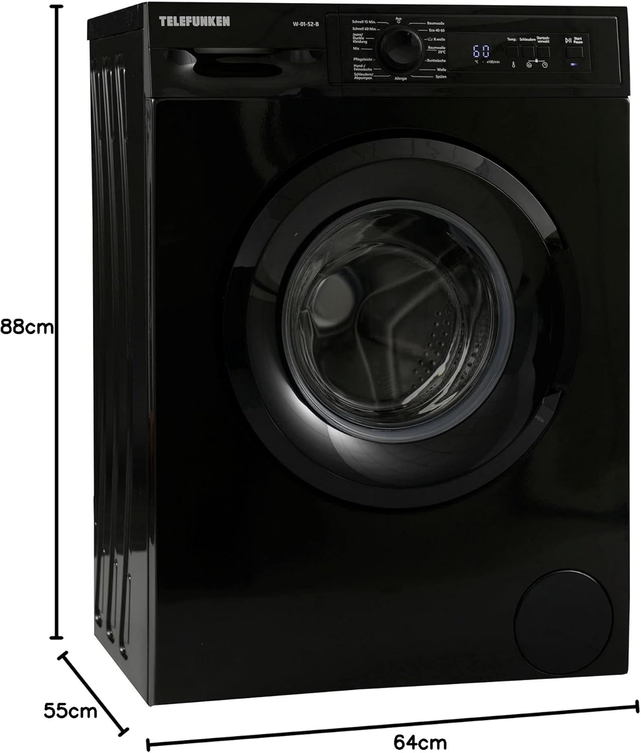 Telefunken W-01-52-W Waschmaschine (5 kg / 1000 U/Min) mit Mengenautomatik und Überlaufschutz / 15 Programme/Startzeitvorwahl/weiß