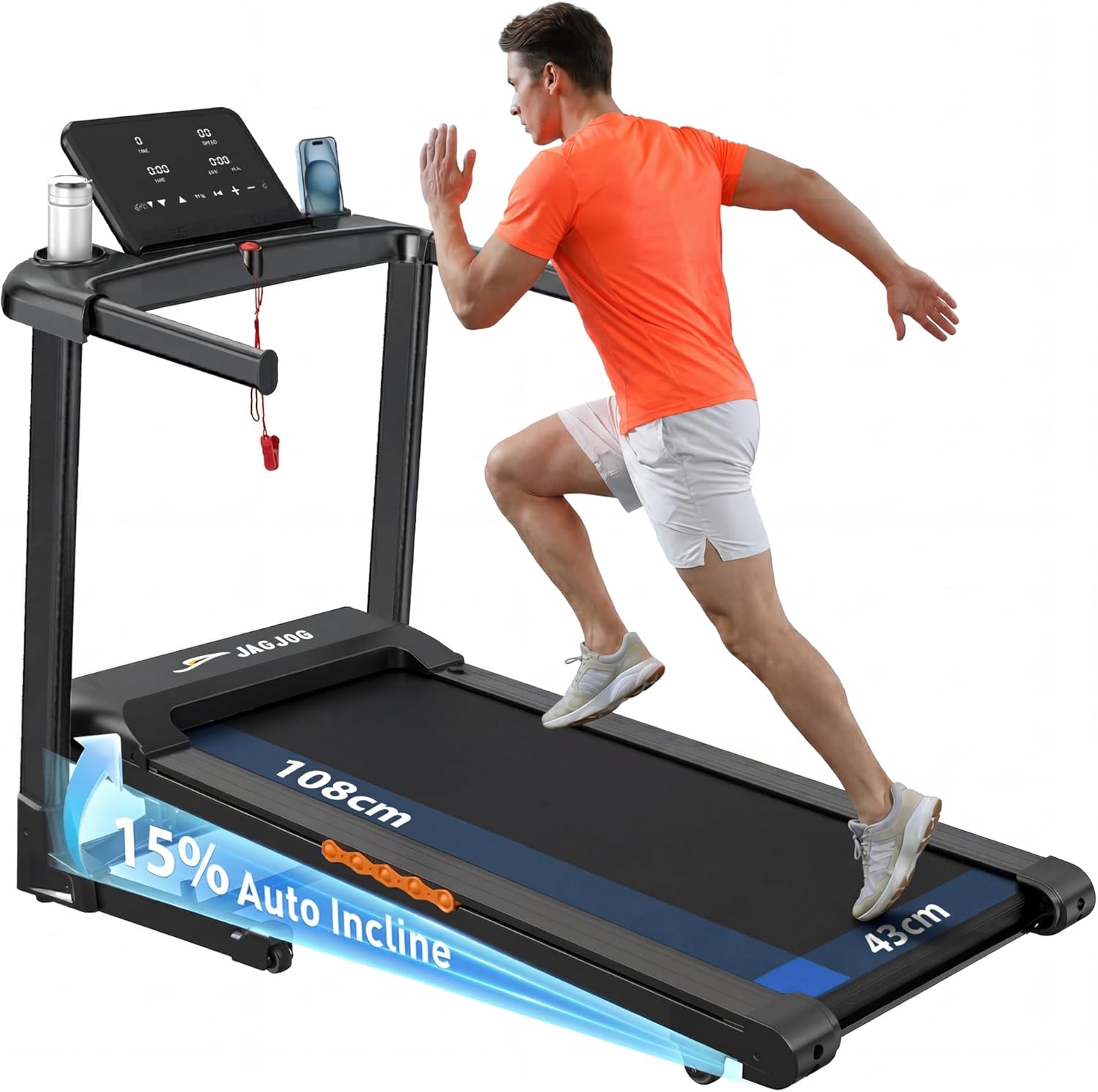 Laufband Klappbar für Zuhause mit 15%-18% Automatische Steigung, 3-4,5 PS Motor, Leise & Kompakt, 13-18
