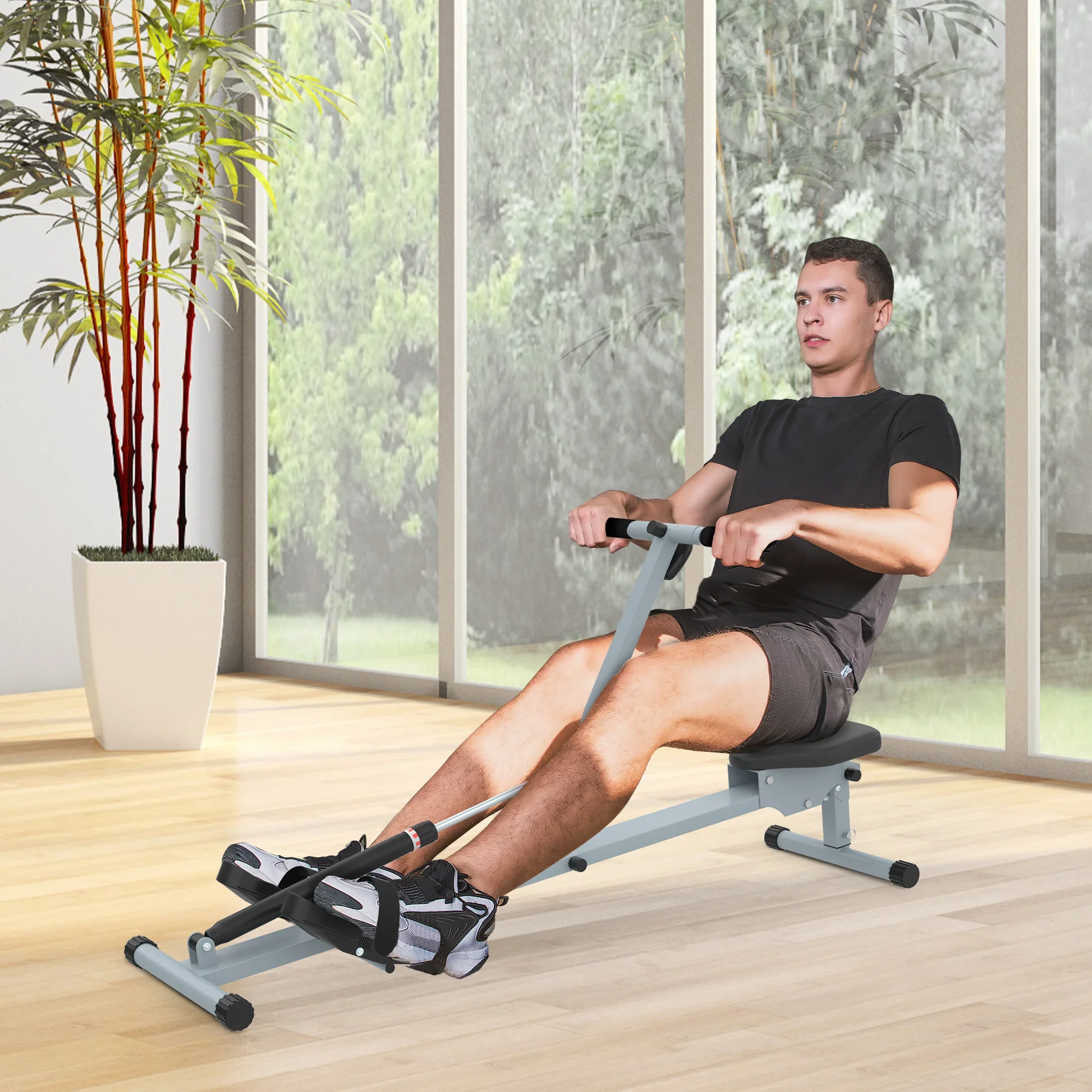 HOMCOM Roeitrainer Hometrainer met LCD-display, verstelbare weerstand