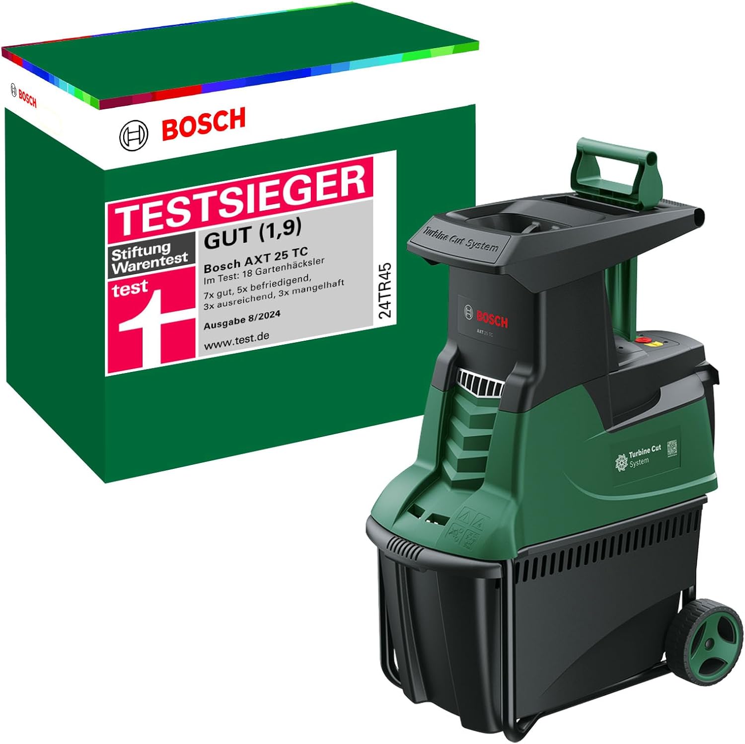 Bosch Turbinenhäcksler AXT 25 TC (2.500 W, geeignet für Holz und harte Gartenabfälle, integrierte Fangbox 53 l, in Karton)