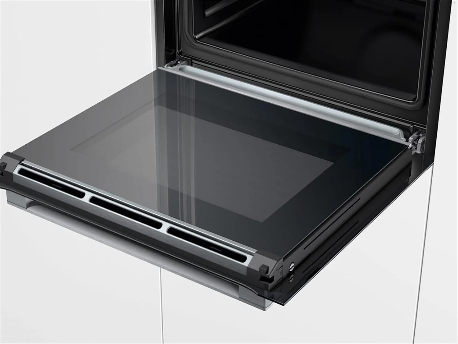 Bosch HMG7361B1, Serie 8 smarter Einbau-Backofen mit Mikrowellenfunktion, 60 x 60 cm, Made in Germany, Schwarz, Air Fry, Digitaler Bedienring, Touchdisplay, Automatikprogramme, Reinigungsunterst��tzung
