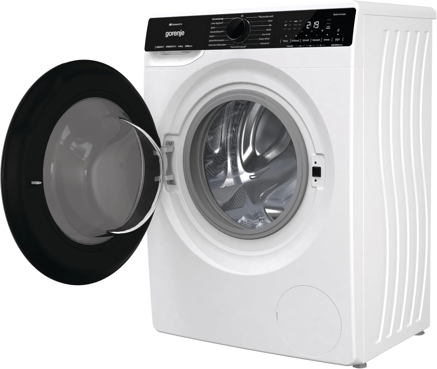 Gorenje WPNA 84 SATSWIFI Waschmaschine mit Dampffunktion / 8 kg / 1400 U/Slim Line/ConnectLife WiFi/Total AuaStop/Inverter PowerDrive Motor/Edelstahltrommel/Kindersicherung/EEK A